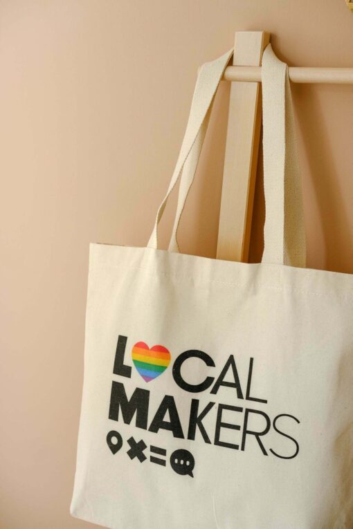 Printed Canvas Fabric Tote Bag - Image 2