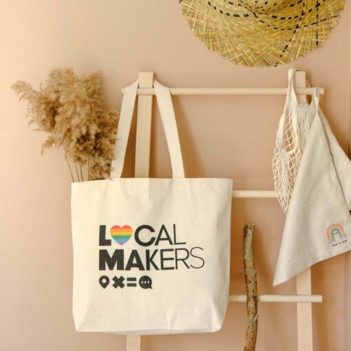 Printed Canvas Fabric Tote Bag - Image 3