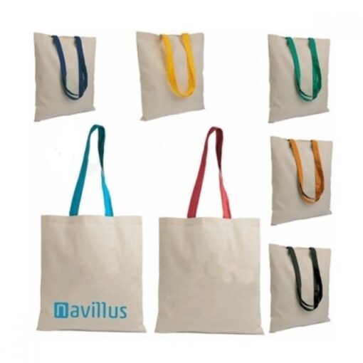 Colorful Handle Cotton Fabric Bag - 35x40 cm - Image 6