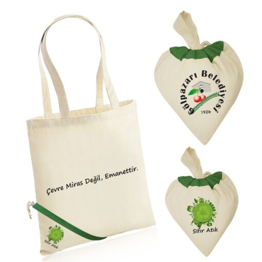 Printed Cotton Fabric Tote Heart Shaped Bag - Image 5