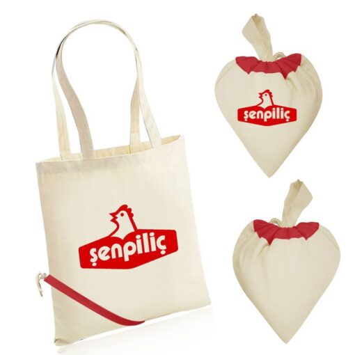 Printed Cotton Fabric Tote Heart Shaped Bag - Image 8