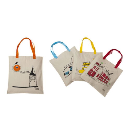 Colorful Handle Cotton Fabric Bag - 35x40 cm - Image 5