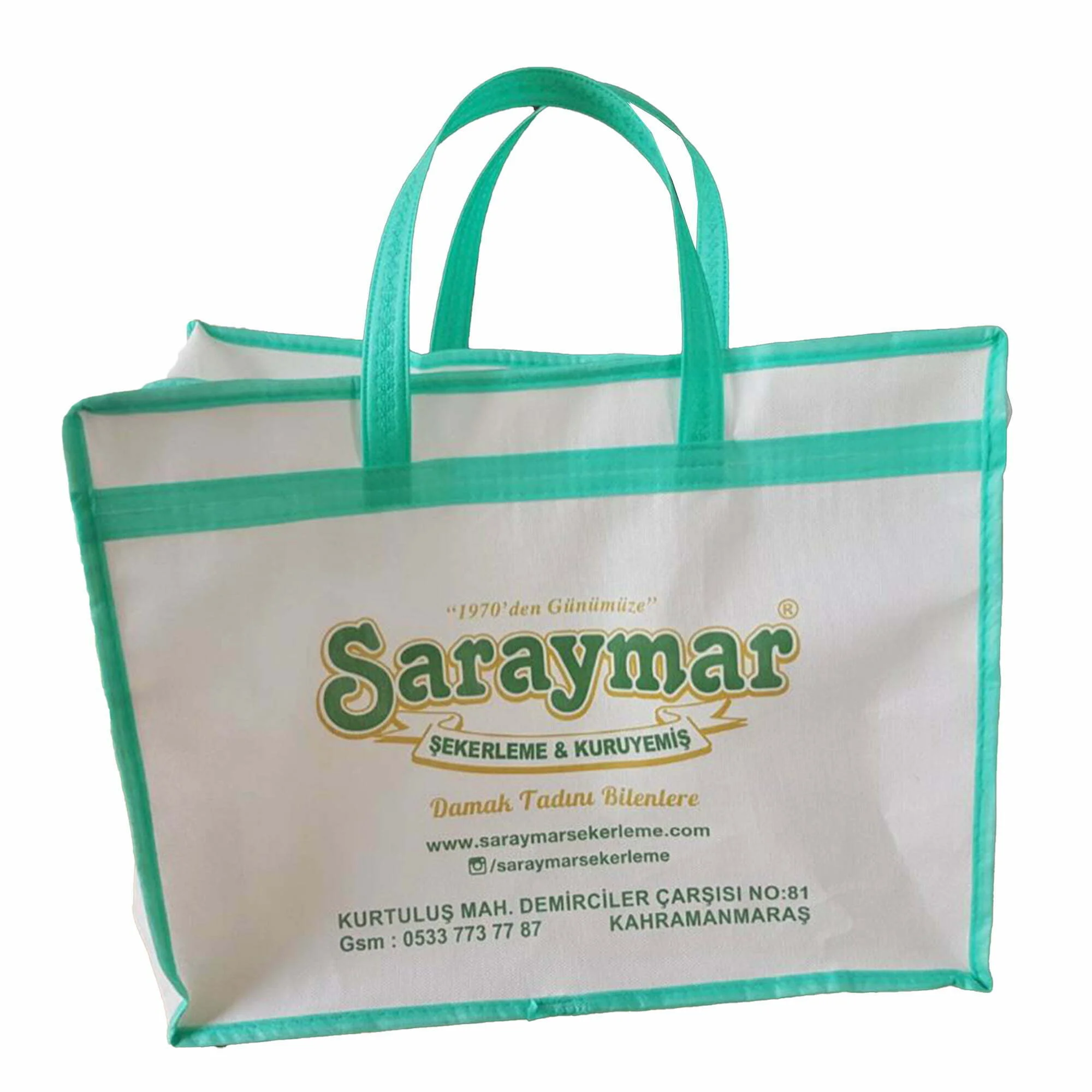 Nonwoven Tela Dikişli Kuruyemişci Çantası